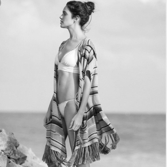 Anthropologie Moth Calexico Hooded Stripe Beach Wrap - Picture 3 of 11